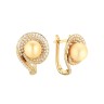 Серьги серебряные с жемчугом и фианитами «Golden Spiral» Fresh Jewelry (арт.PI-E00606-X-L-ST705-X-W)