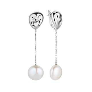 Серьги серебряные с белым жемчугом Baroque Pearl Fresh Jewelry (арт.PI-E417-12-X-W-PN-X-X)
