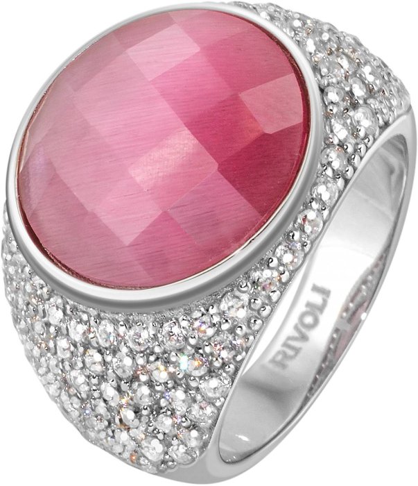 Кольцо из серебра с кошачим глазом и куб. цирконием (Арт.fhr-1-h-31-s)