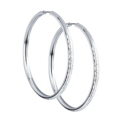 Серьги конго из серебра с алмазной гранью и матированием (Арт.94140076)