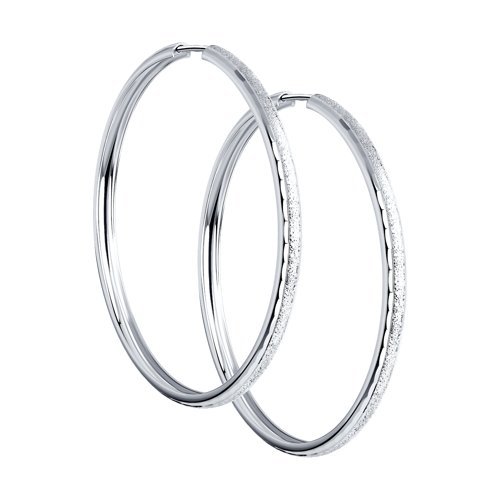 Серьги конго из серебра с алмазной гранью и матированием (Арт.94140076)