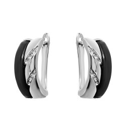 Серьги из серебра с керамикой и куб. цирконием (Арт.tc-e00661-b-w-x-x-w)