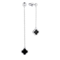 Серьги из серебра с керамикой и фианитом (Арт.tc-e02156-b-w-x-x-w)