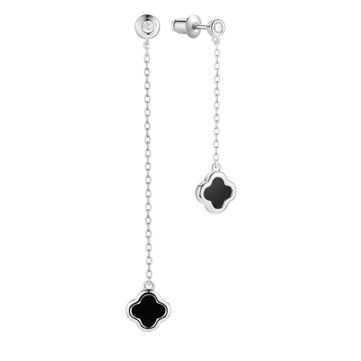 Серьги из серебра с керамикой и фианитом (Арт.tc-e02156-b-w-x-x-w)