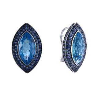 Серьги из белого золота с сапфирами и топазами «Морская Галлия» MyJewels (арт.ER-22918_SR_SA_BT_WG)