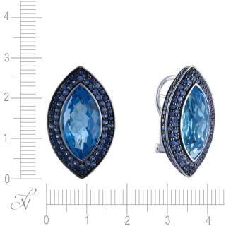 Серьги из белого золота с сапфирами и топазами «Морская Галлия» MyJewels (арт.ER-22918_SR_SA_BT_WG)