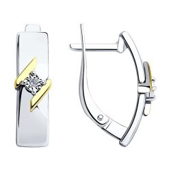 Серьги из золочёного серебра с бриллиантами (Арт.87020026)