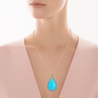 Цепь с бирюзой и бриллиантами «Лазурное Сияние» Myjewels (арт.MP52162)