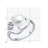 Кольцо из серебра с жемчугом и фианитами (Арт.92014447)
