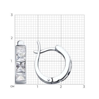 Серьги из серебра с фианитами «Ледяной куб» Соколов (арт.9402-6724)