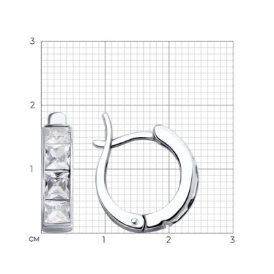 Серьги из серебра с фианитами «Ледяной куб» Соколов (арт.9402-6724)