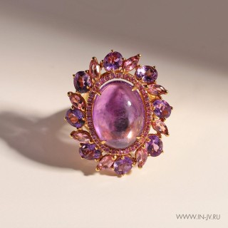 Кольцо золотое с аметистом, сапфирами и турмалинами «Pink Aurora» JVG (арт.R01312K_KO_PS_AM_TU_PINK)