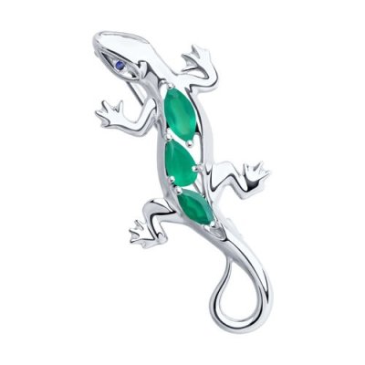 Брошь из серебра с агатами и фианитом (Арт.92040104)