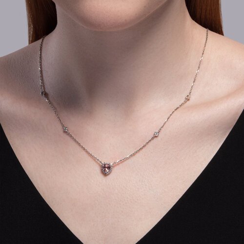 Колье из серебра с ситаллом и фианитами (Арт.92070077)