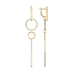 Серьги из золочёного серебра с фианитами (Арт.93-121-02030-2)