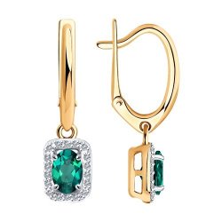 Серьги из золота с бриллиантами и изумрудами (Арт.3020502)