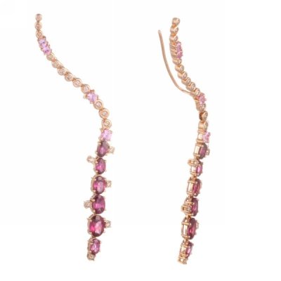 Серьги из золота с бриллиантом и родолитом (Арт.re7040_dn_ps_rh_001_pink)