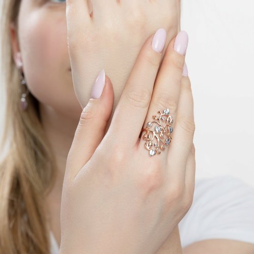 Позолоченное кольцо из серебра (Арт.93010594)