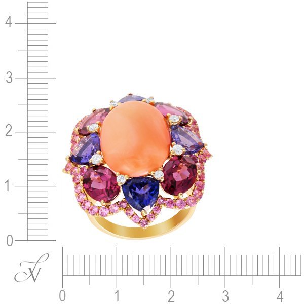 Кольцо из золота с бриллиантом и кораллом (Арт.rg-33542_ps_cor_rh_ta_yg)