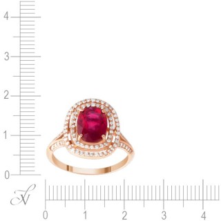 Кольцо золото с рубином и бриллиантами «Алая Орбита» JVL (арт.RZ0J583DT6_RU_PINK)