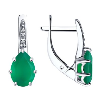 Серьги из серебра с агатами и фианитами (Арт.94-320-02059-4)
