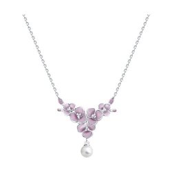 Колье из серебра с синтетическим жемчугом и эмалью (Арт.94071320)