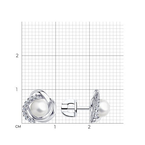 Серьги из серебра с жемчугом и фианитами (Арт.94-122-01158-1)