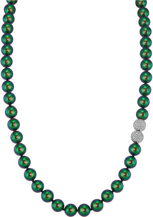 Ожерелье из серебра с жемчугом и куб. цирконием (Арт.32l-sk-25)