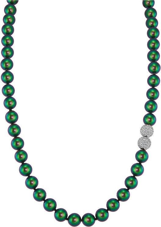 Ожерелье из серебра с жемчугом и кристаллом swarovski (Арт.32l-sk-25)