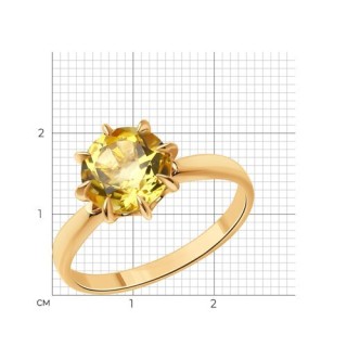 Кольцо золото с цитрином «Солнечный луч» Соколов (арт.51-310-01765-4)