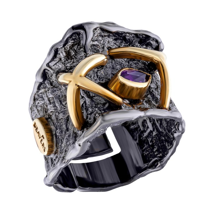 Серебряное кольцо BEAVERS с аметистом 1143a_ox