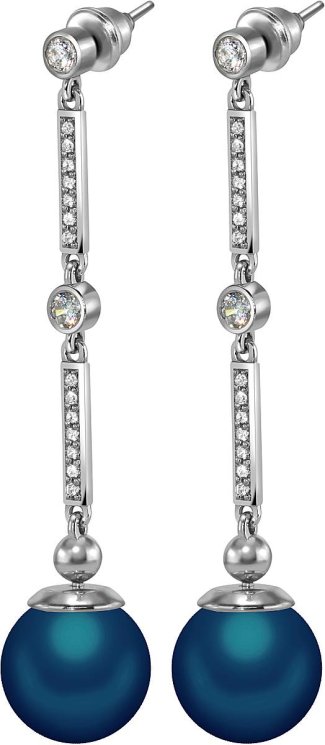 Серьги из серебра с жемчугом и кристаллом swarovski (Арт.aas-5-12-22-s)