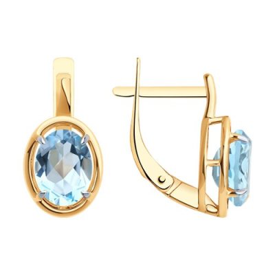 Серьги золотые пробы 585 с топазом (Арт.51-320-01927-1)