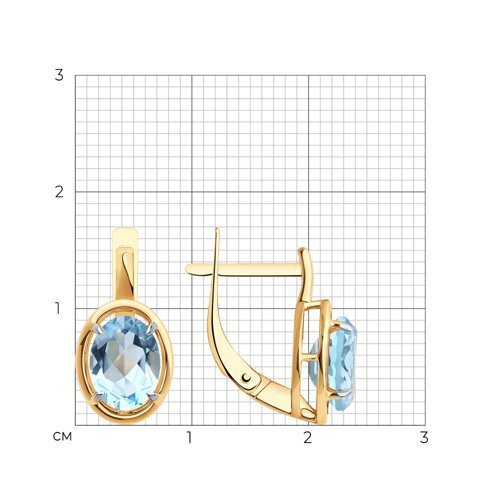 Серьги золотые пробы 585 с топазом (Арт.51-320-01927-1)