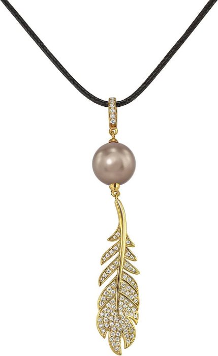 Кулон из серебра с жемчугом и куб. цирконием (Арт.cbp-3-44-9-g)