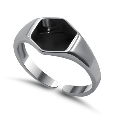 Кольцо серебряное с эмалью «Чёрные крылья» Myjewels (арт.012231183b_jemal)