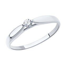Кольцо из белого золота с фианитом (Арт.019121-3)