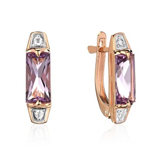 Серьги с аметистом и фианитами «Лиловый Шик» Estet (арт.01С3115466Р-1)