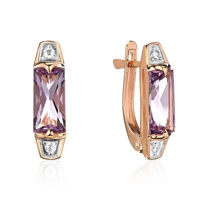Серьги с аметистом и фианитами «Лиловый Шик» Estet (арт.01С3115466Р-1)