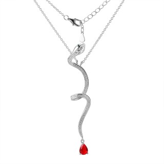 Ожерелье из серебра с ситаллом и фианитами «Scarlet Snake» Fresh Jewelry (арт.CZ-N03540-X-W-R-X-WNCE)