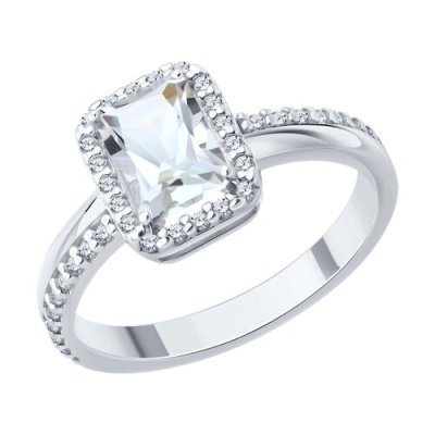 Кольцо из серебра с горным хрусталем и фианитами (Арт.92014693)