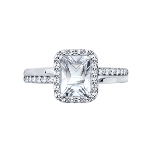 Кольцо из серебра с горным хрусталем и фианитами (Арт.92014693)