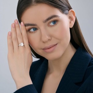 Кольцо из серебра с горным хрусталём и фианитами «Ледяная Вуаль» Соколов (арт.92014693)