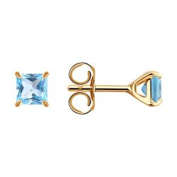 Серьги пусеты золотые пробы 585 с топазом (Арт.727437)