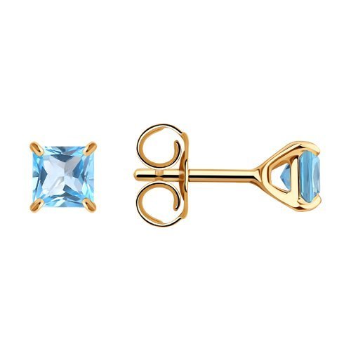 Серьги пусеты золотые пробы 585 с топазом (Арт.727437)