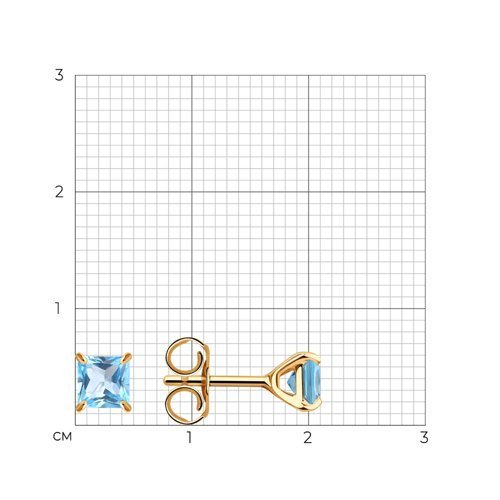 Серьги пусеты золотые пробы 585 с топазом (Арт.727437)