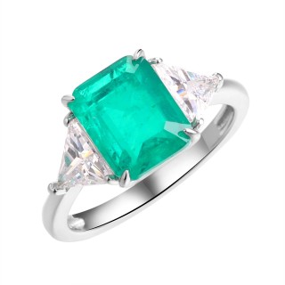 Кольцо серебряное с ситаллом и фианитами «Asher Emerald Shine» Fresh Jewelry (арт.CZ-R04299-X-W-EG-X-W)