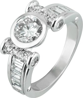 Кольцо из белого золота с бриллиантом (Арт.4665dcdog)