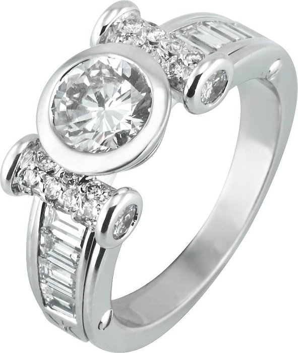 Кольцо из белого золота с бриллиантом (Арт.4665dcdog)