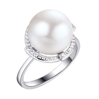 Кольцо серебряное с жемчугом и фианитами Nautilus «Fresh Pearl» Fresh Jewelry (арт.PI-R02298-X-W-PN-X-W)